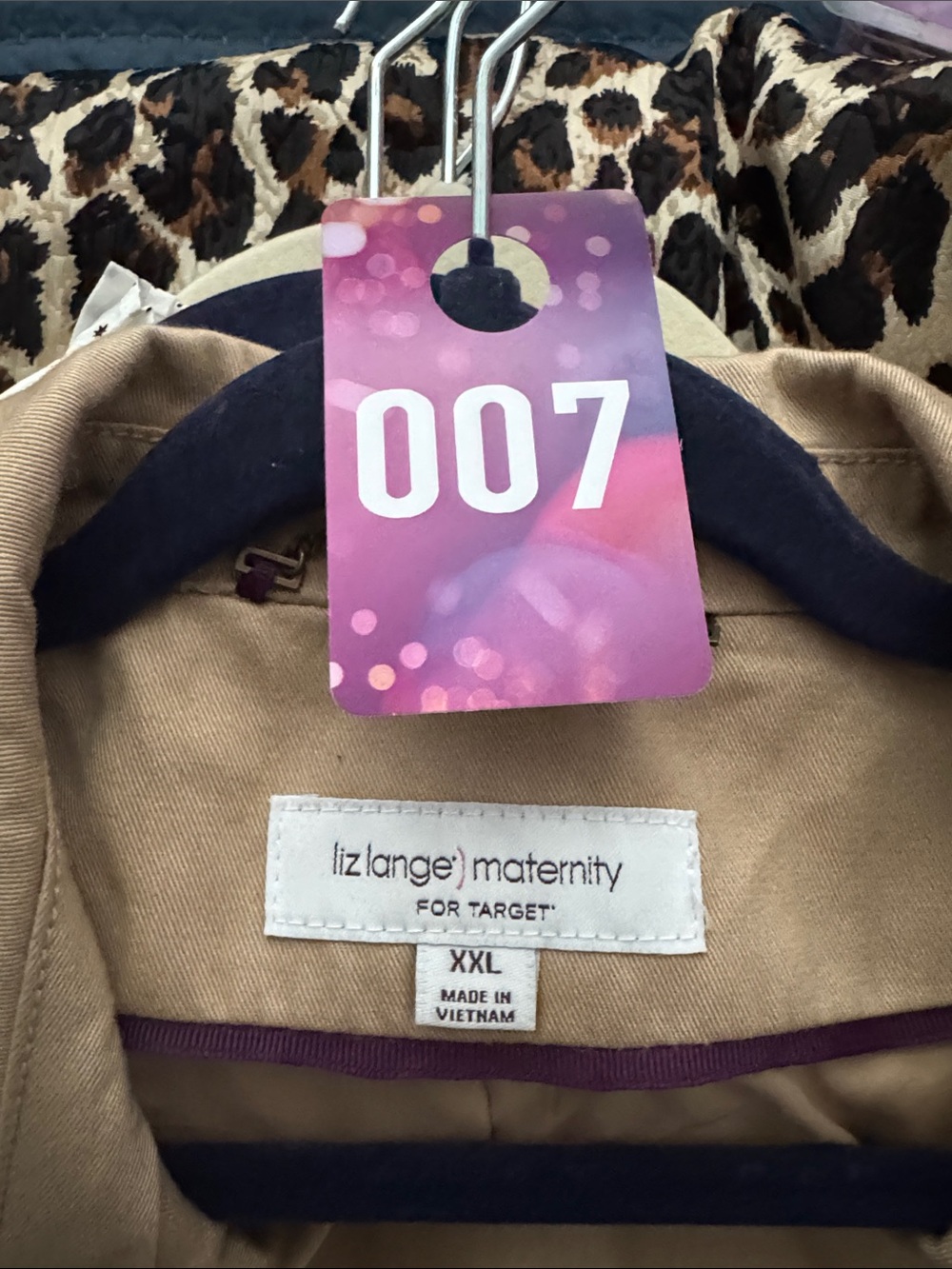 Liz Lange Maternity Trench Coat XXL Tan  Cotton Belted Classic Jacket Pregnancy - Picture 14 of 14